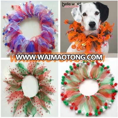 Custom Different Size Party Tulle Elastic Pet Dog Collars for Halloween Christmas Valentine's